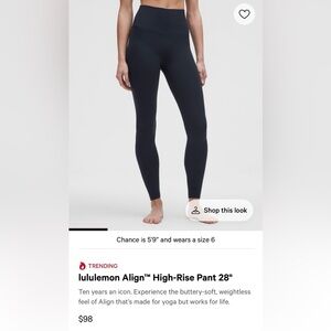 High Rise 28” Lulu lemon Align Leggings in Navy